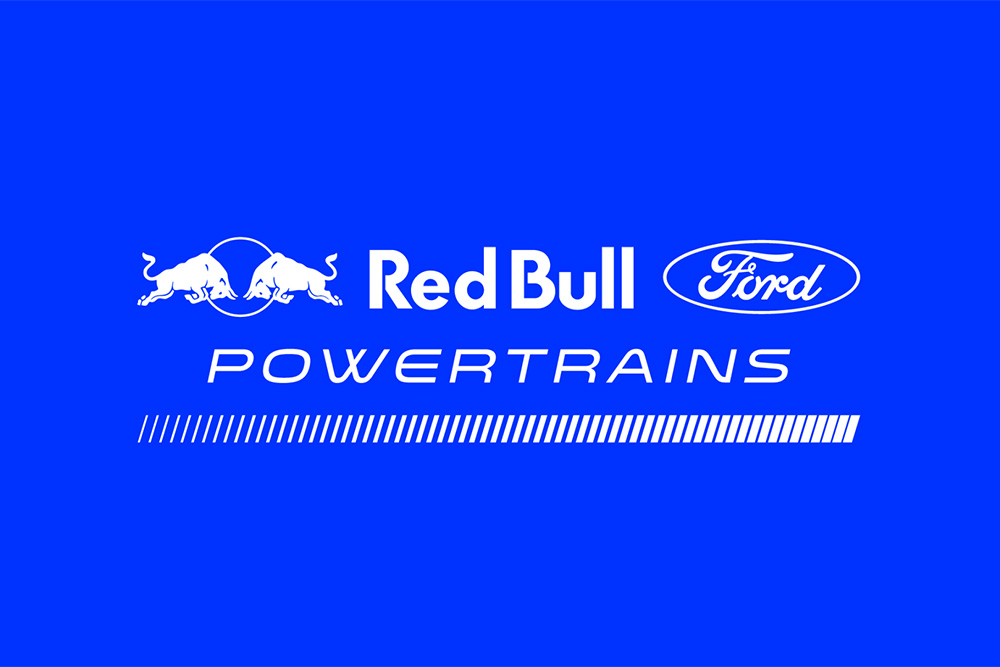 Logótipo Red Bull Ford Powertrains para Fórmula 1 num fundo azul